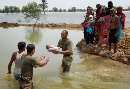A child being rescued
